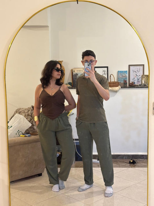Pantalon vert unisexe - Coupe droite